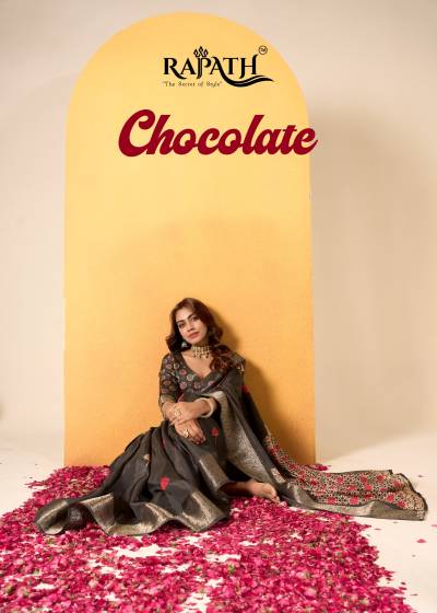 RAJPATH CHOCOLATE 590001 TO 590006 DESIGNR SILK SAREE WHOLESALER IN SURAT